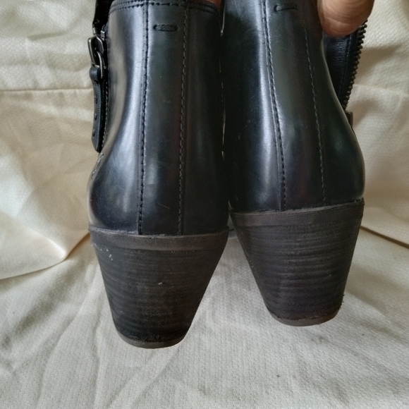 Frye women's double zipper ankle BROWN leather business casual short booties - Picture 7 of 10